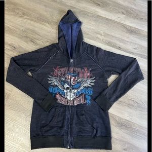 Mens affliction reversible zip up hoodie sweatshirt